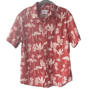 Goodfellow Tropical Orange Button Down T-Shirt Size L